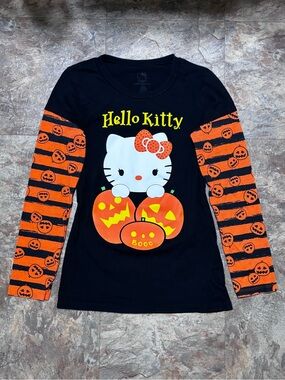 Hello Kitty Girls' Black & Orange Halloween Long Sleeve Top